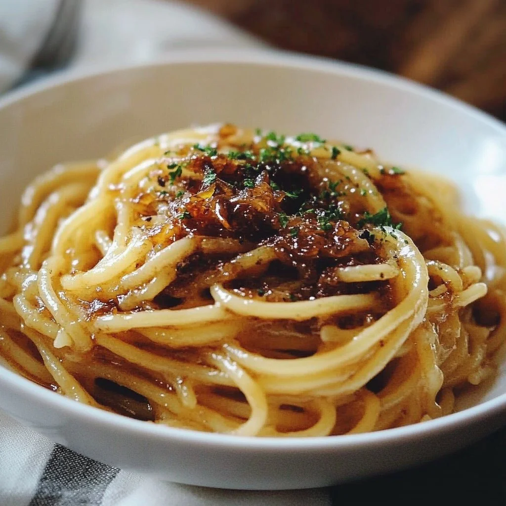 Caramelized Onion Pasta with Chilli Oil