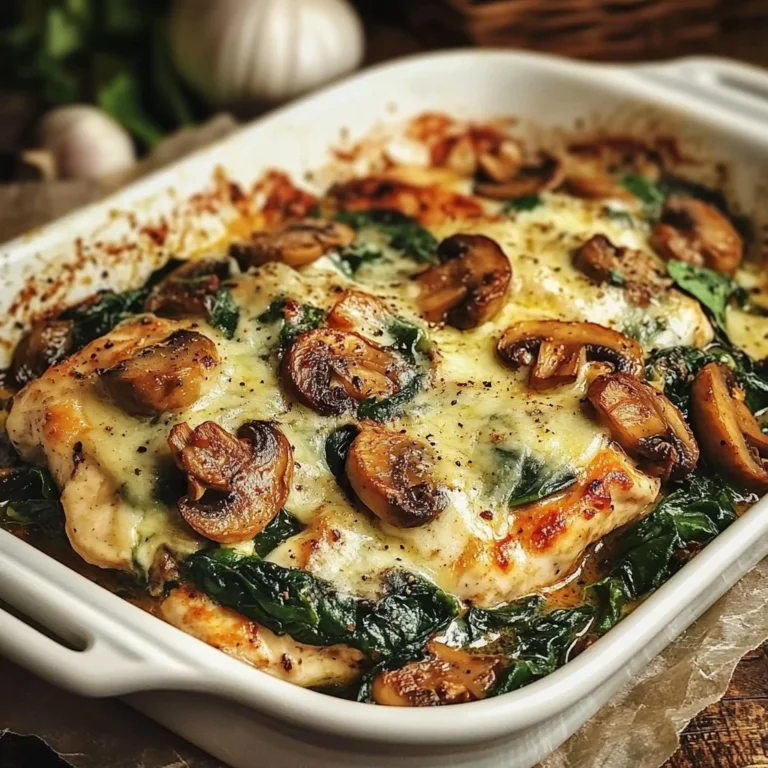 Healthy Chicken Spinach Mushroom Low Carb Oven Dish for a nutritious meal