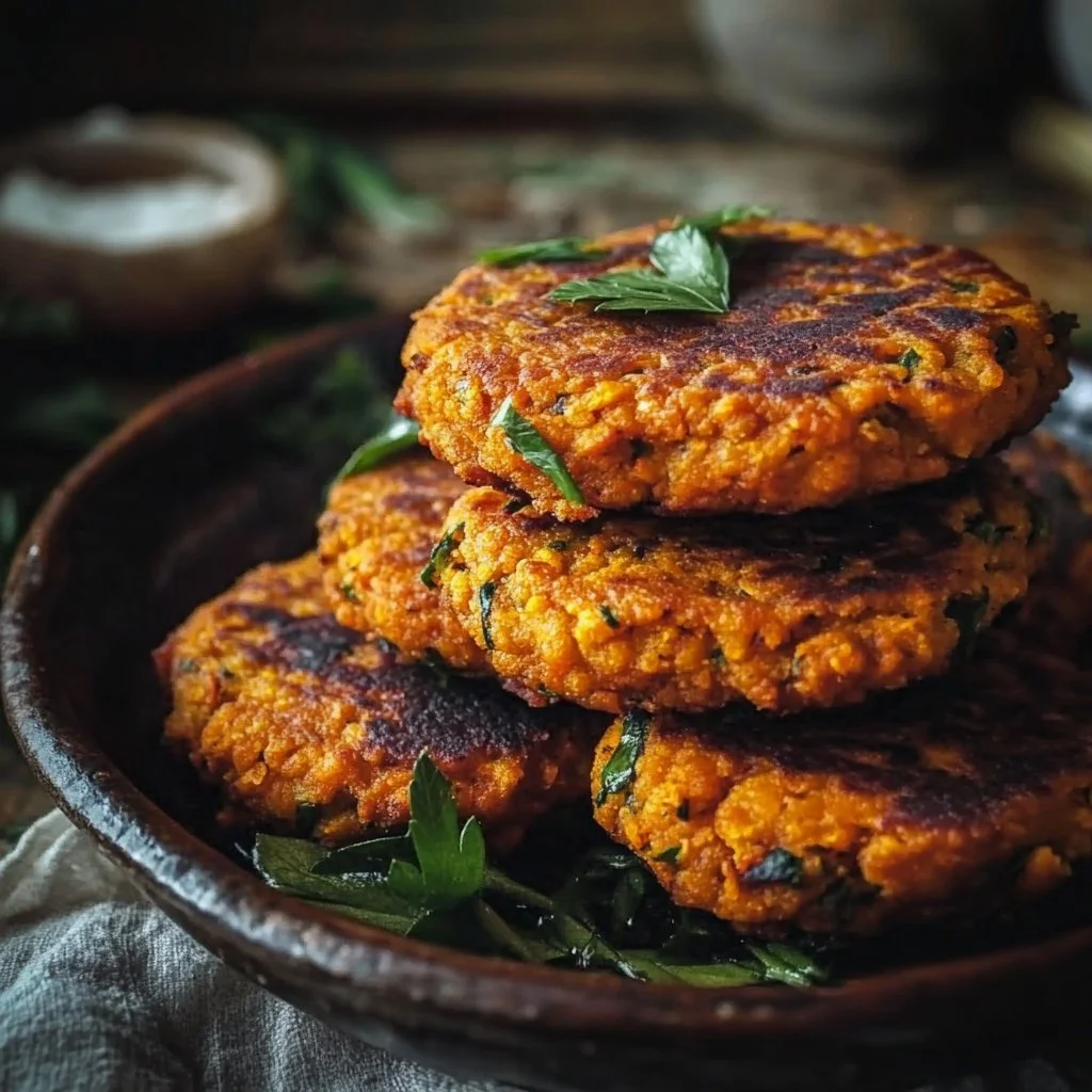 Crispy Sweet Potato & Red Lentil Patties 6 Crispy Sweet Potato & Red Lentil Patties