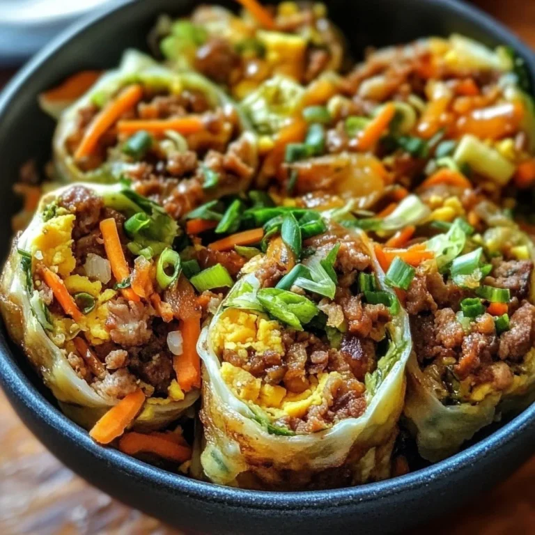 Delicious Egg Roll in a Bowl with colorful vegetables and savory meat