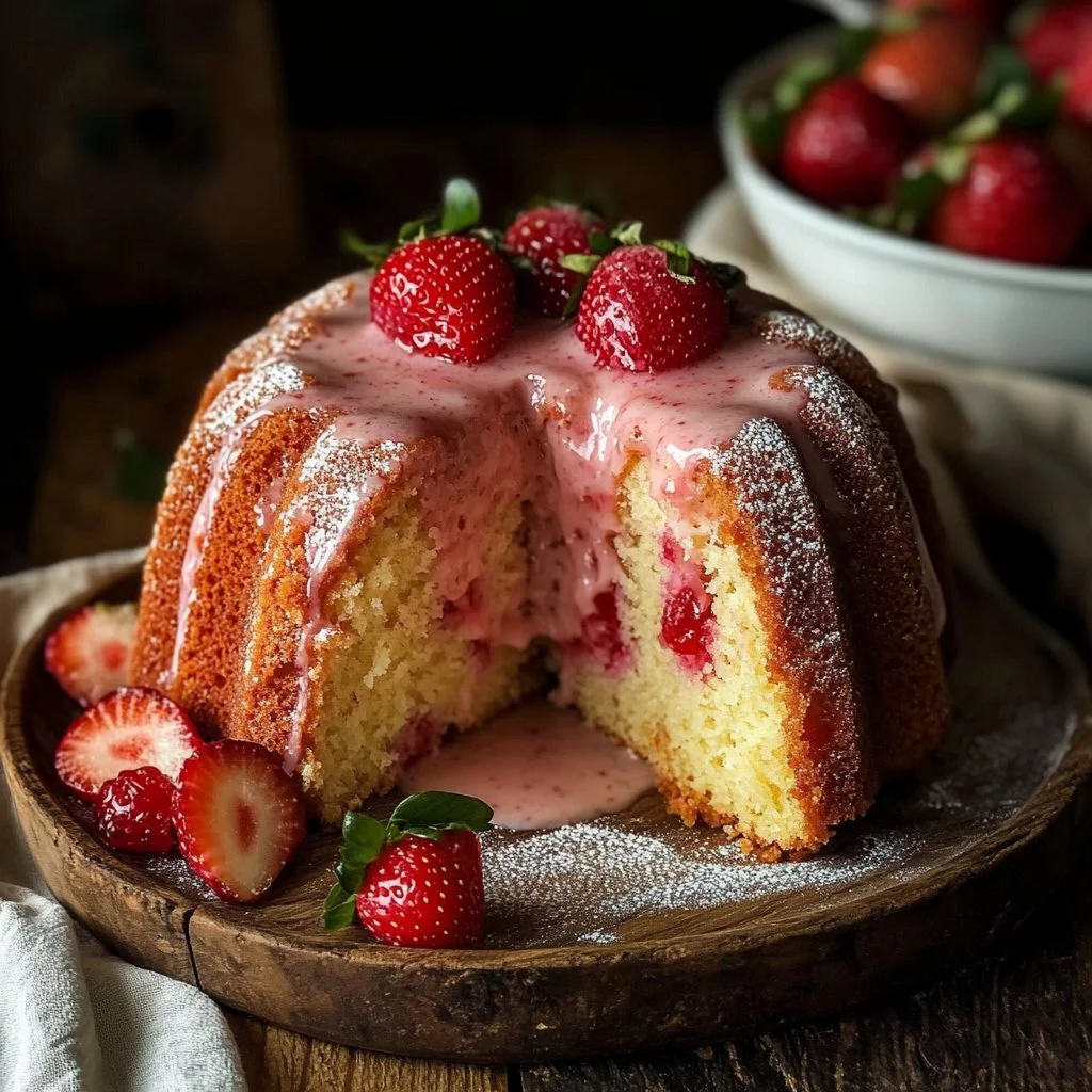 Moist Strawberry Milkshake Pound Cake