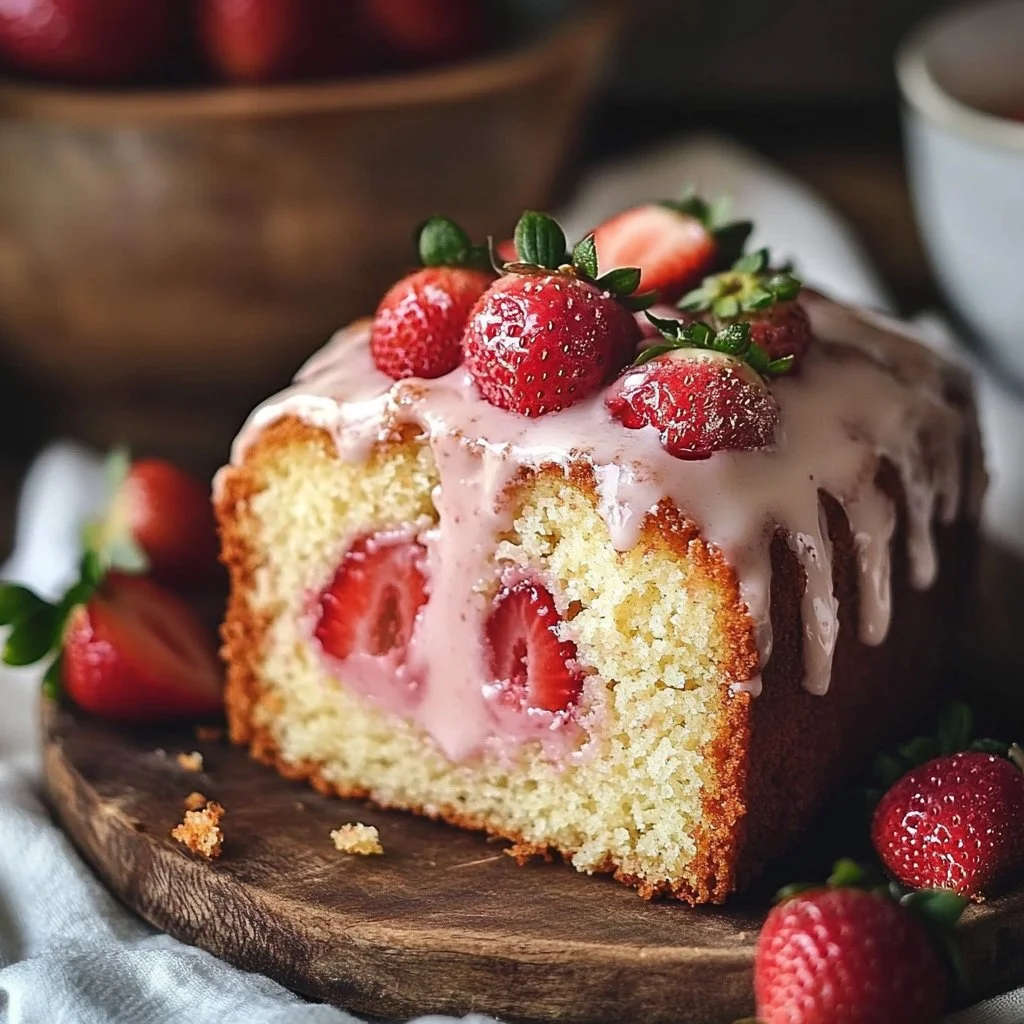 Moist Strawberry Milkshake Pound Cake