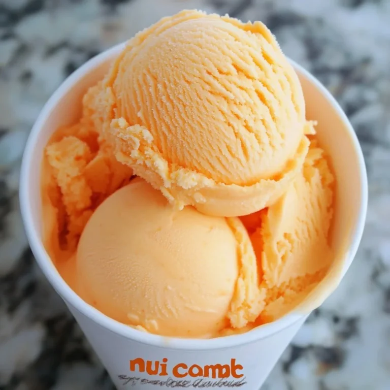 Delicious Ninja Creami orange ice cream served in a bowl with a spoon