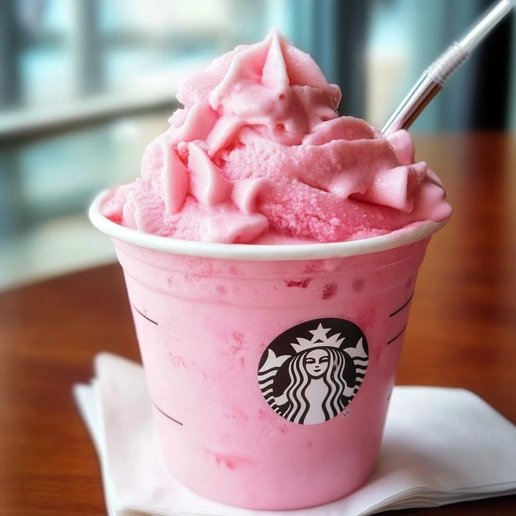 Homemade Ninja Creami Starbucks Pink Drink recipe with fresh ingredients