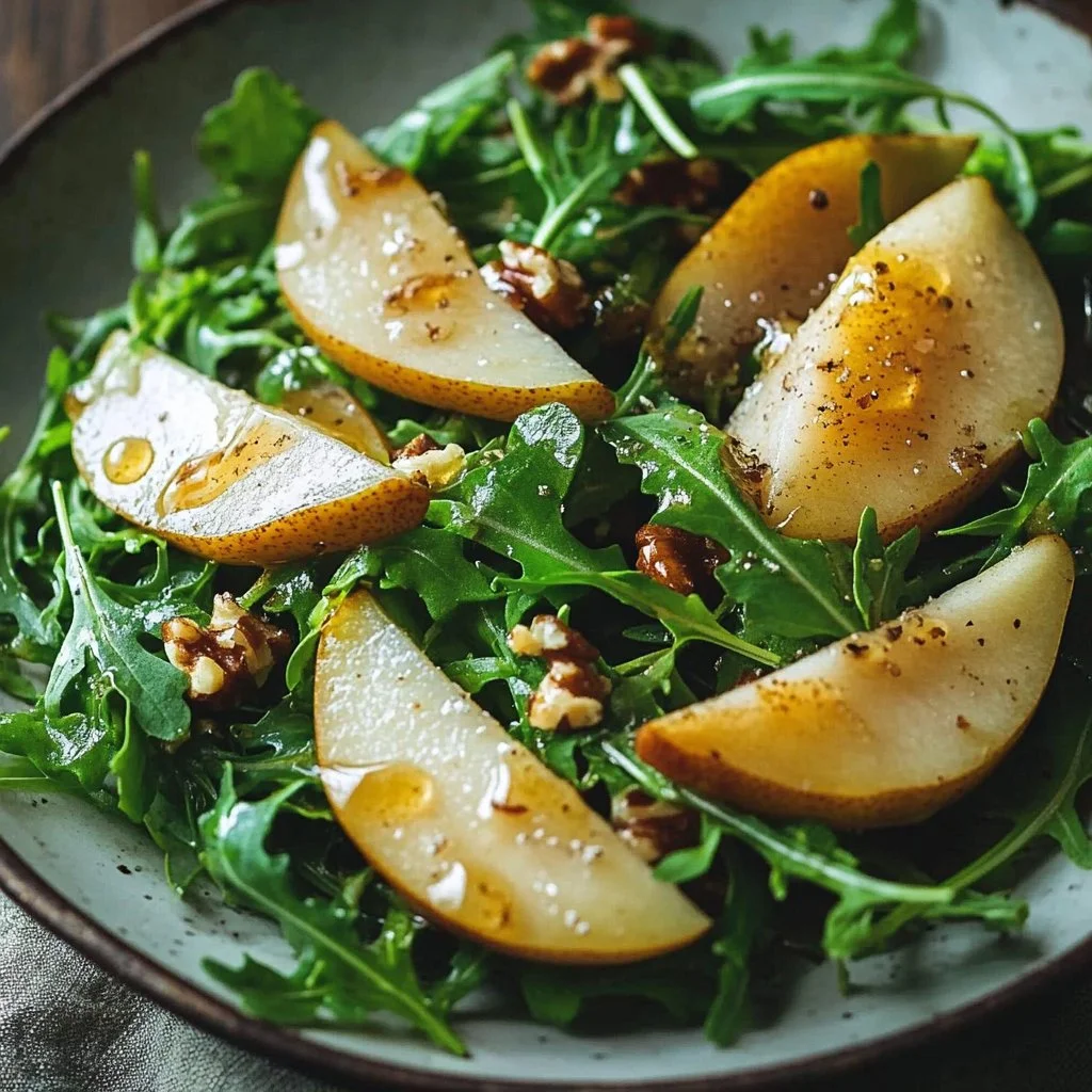 Pear and Arugula Salad with Honey Vinaigrette 6 Pear and Arugula Salad with Honey Vinaigrette