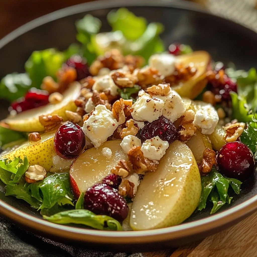 Pear Walnut Salad with Cranberries and Goat Cheese