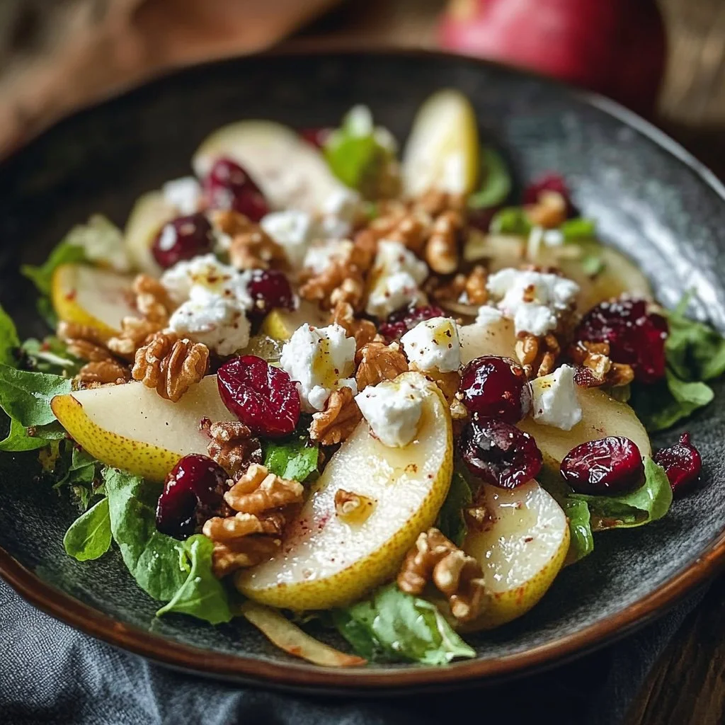 Pear Walnut Salad with Cranberries and Goat Cheese 6 Pear Walnut Salad with Cranberries and Goat Cheese