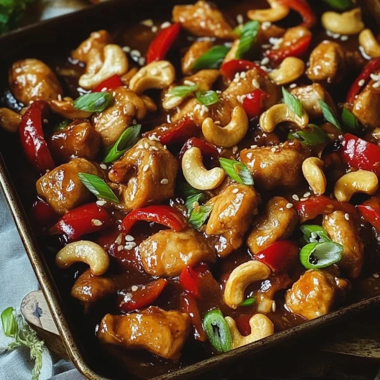 Sheet Pan Cashew Chicken 4 Sheet Pan Cashew Chicken with colorful vegetables ready to serve